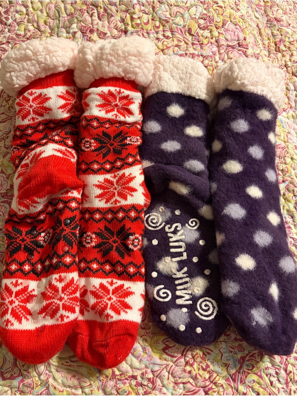 Women's *Set of 2 Pair* Cozy Sherpa Slipper Socks - One Size Fits Most